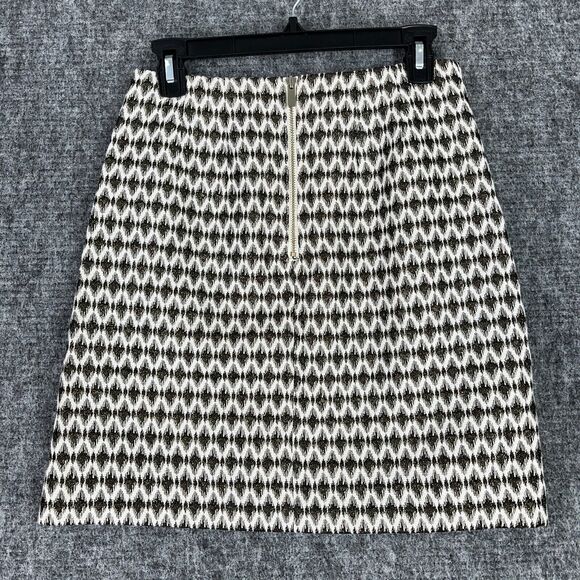 Loft Outlet Skirt Womens 0 Black White Short‎ Cotton Polyester Zip Closure - Picture 2 of 8
